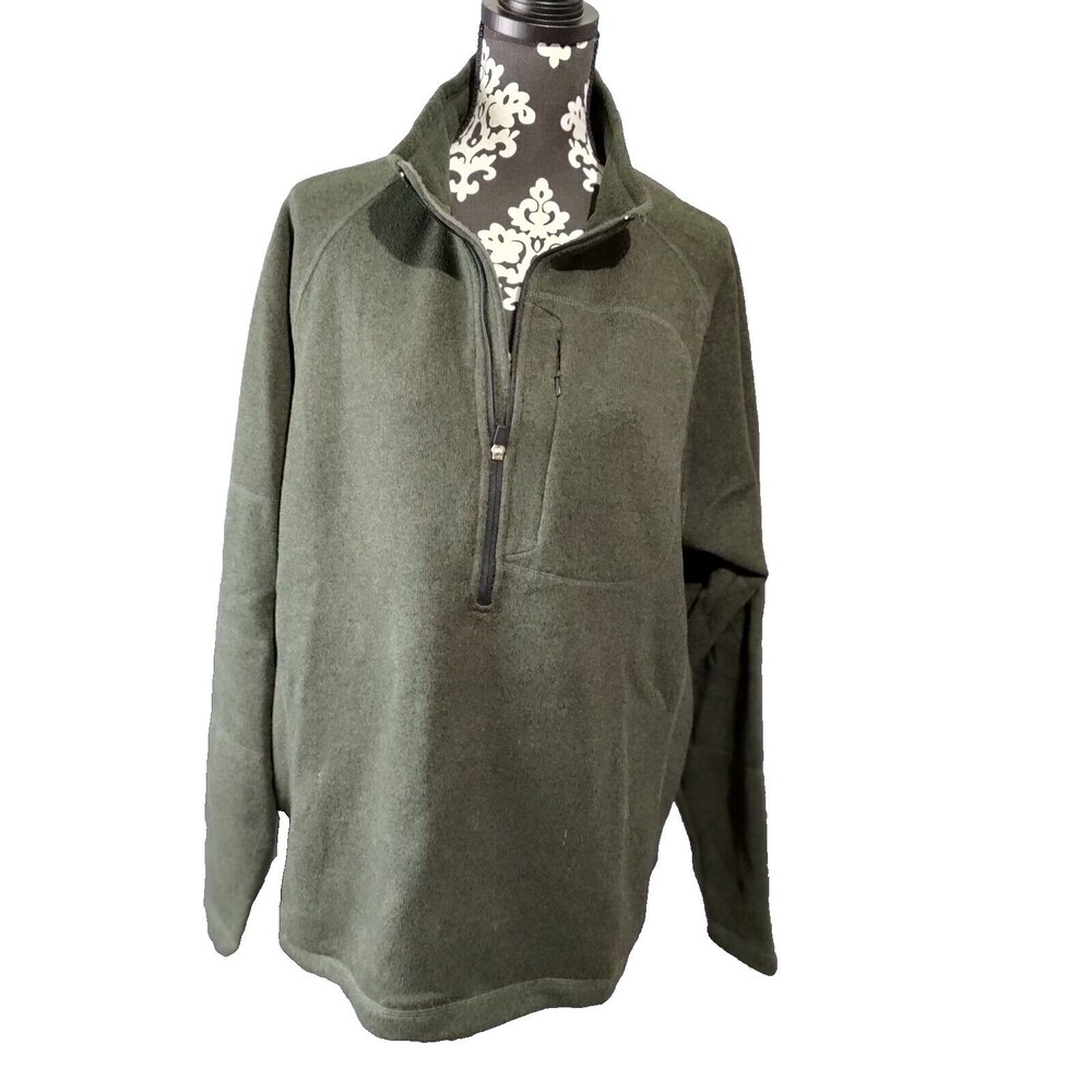 Magellan Sweater Adult Mens  XL Green Pocket Fleece Back Logo Stitch